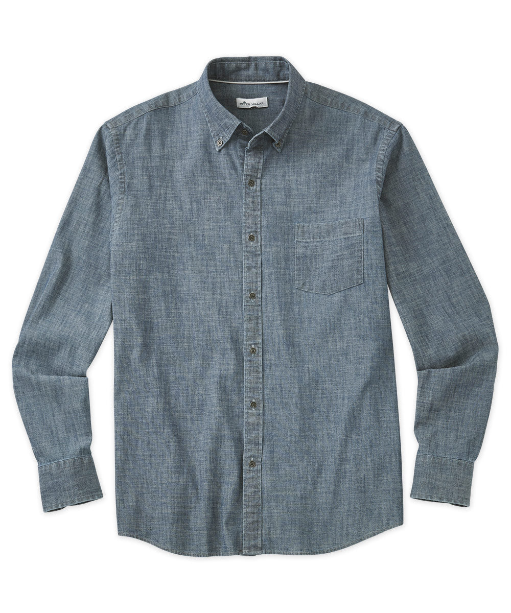 Peter Millar Long Sleeve Solid Chambray Sport Shirt
