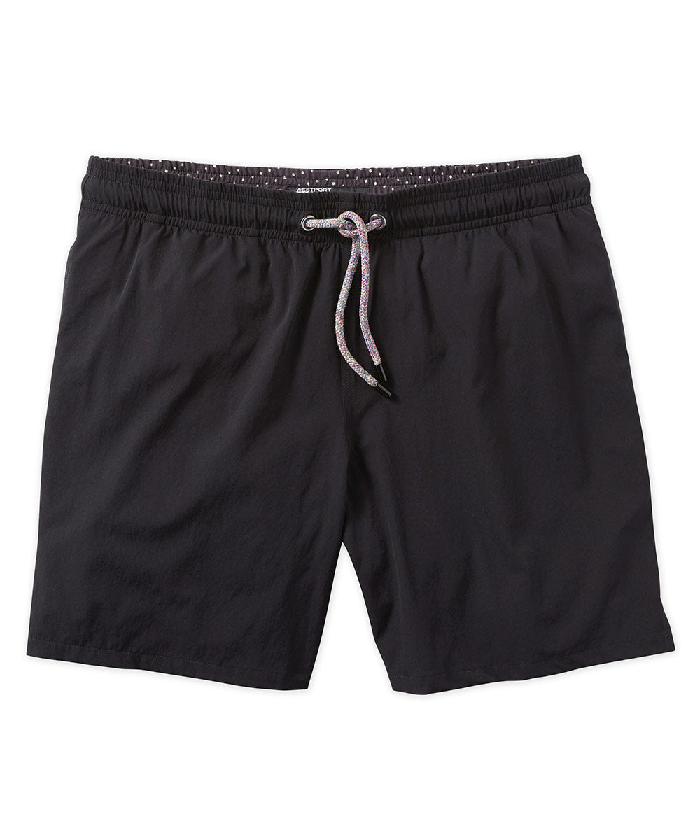 Westport Black Hampton Solid Stretch Swim Trunk with Boxer Lining, Men's Big & Tall