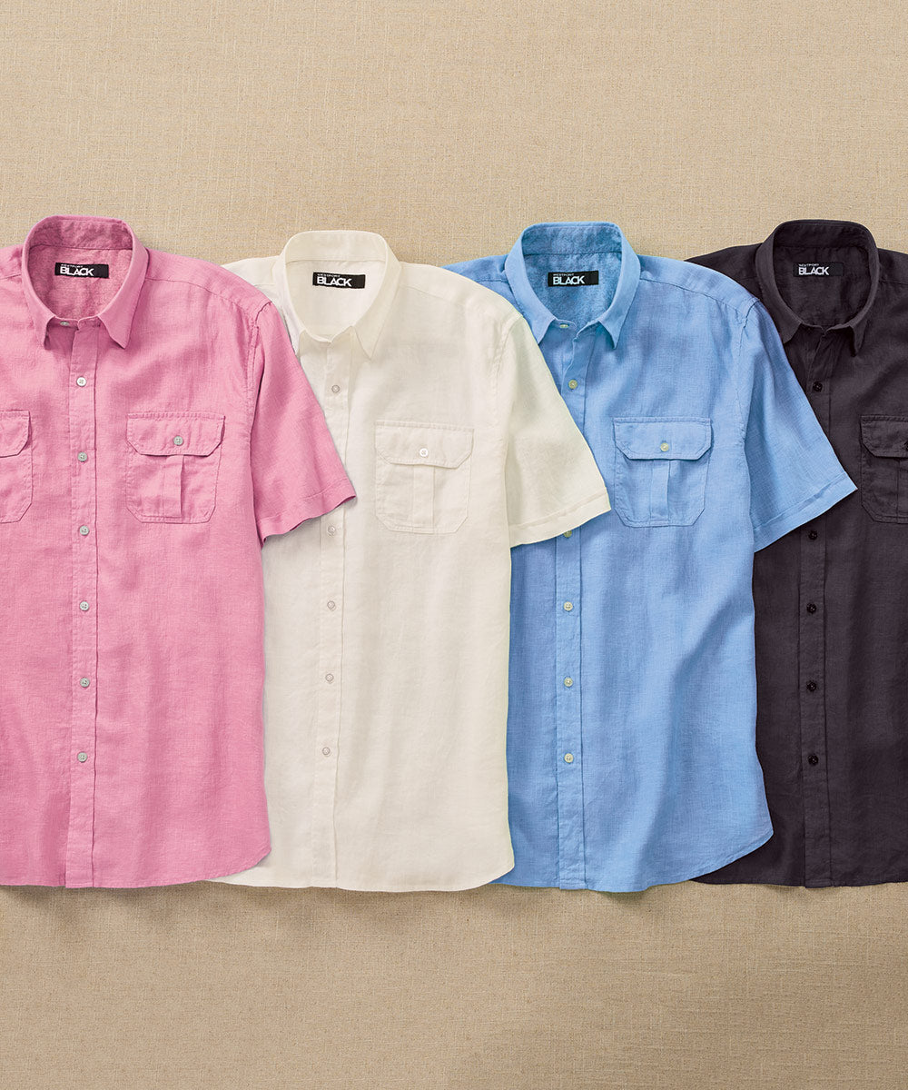 Westport Black Short Sleeve Linen Safari Sport Shirt