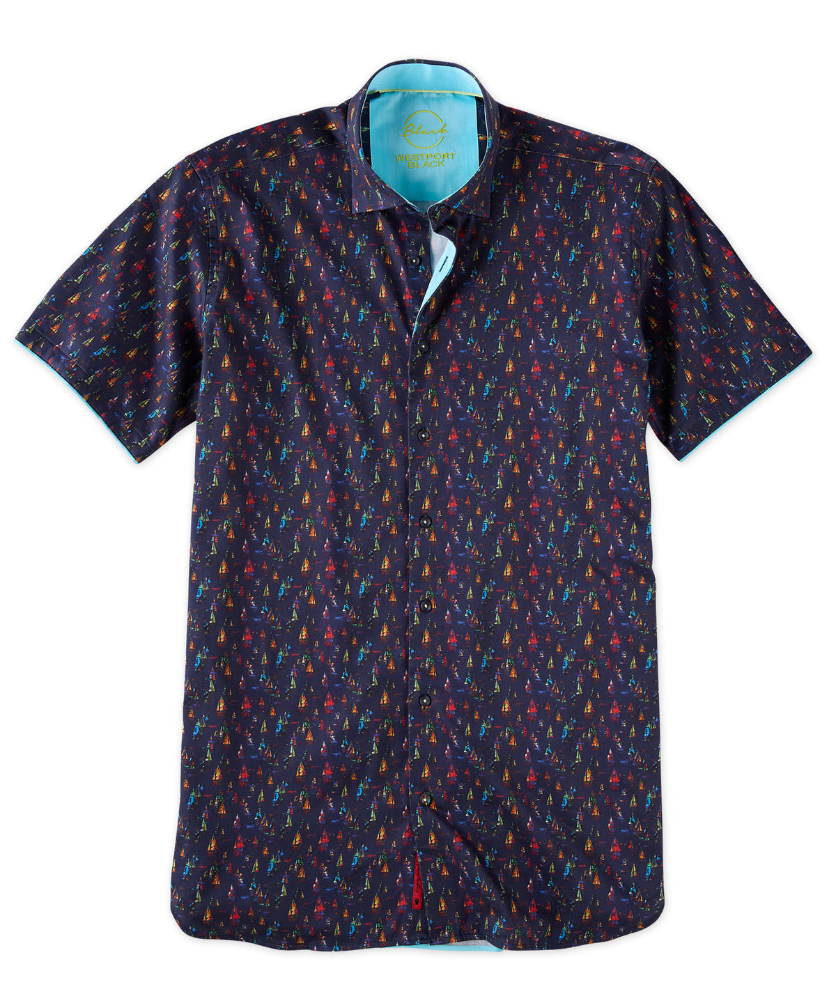 Westport Black Short Sleeve Patterned Sport Shirt
