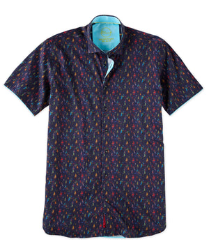 Westport Black Short Sleeve Patterned Sport Shirt