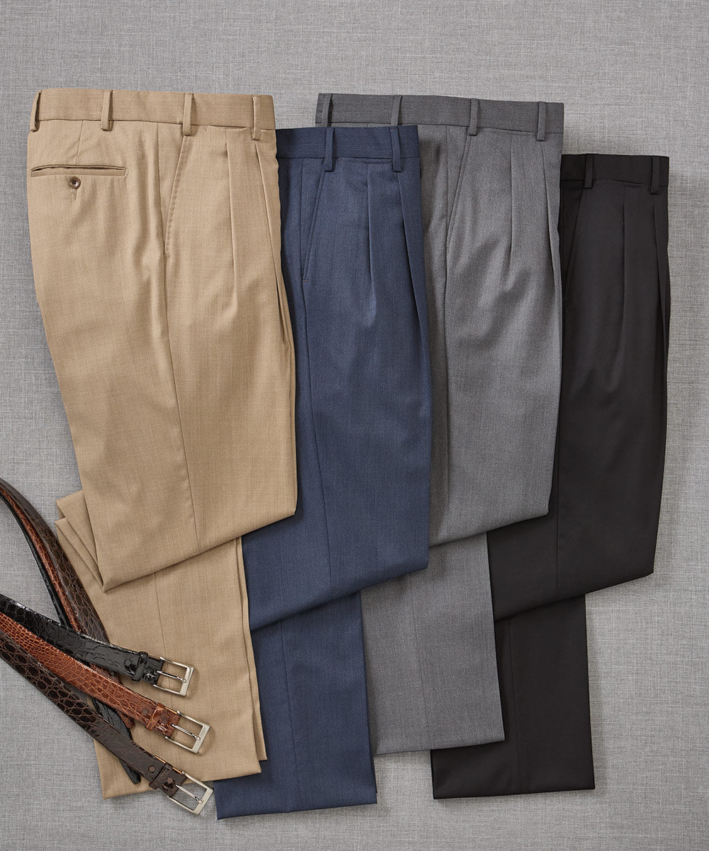 Men's Big & Tall Westport Black Loro Piana Pleated Dress Pant Caramel / 42" / REG Men's Big & Tall Westport Black Loro Piana Pleated Dress Pant Caramel / 42" / REG