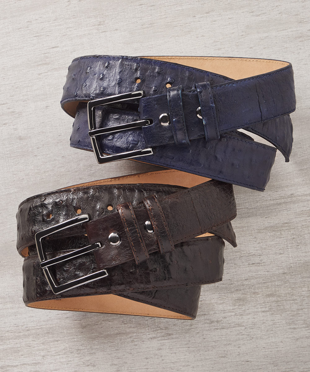Men's Big & Tall Westport Black Ostrich Belt Navy / 48 Men's Big & Tall Westport Black Ostrich Belt Navy / 48