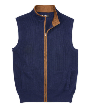 Westport Black Ribbed Full-Zip Sweater Vest