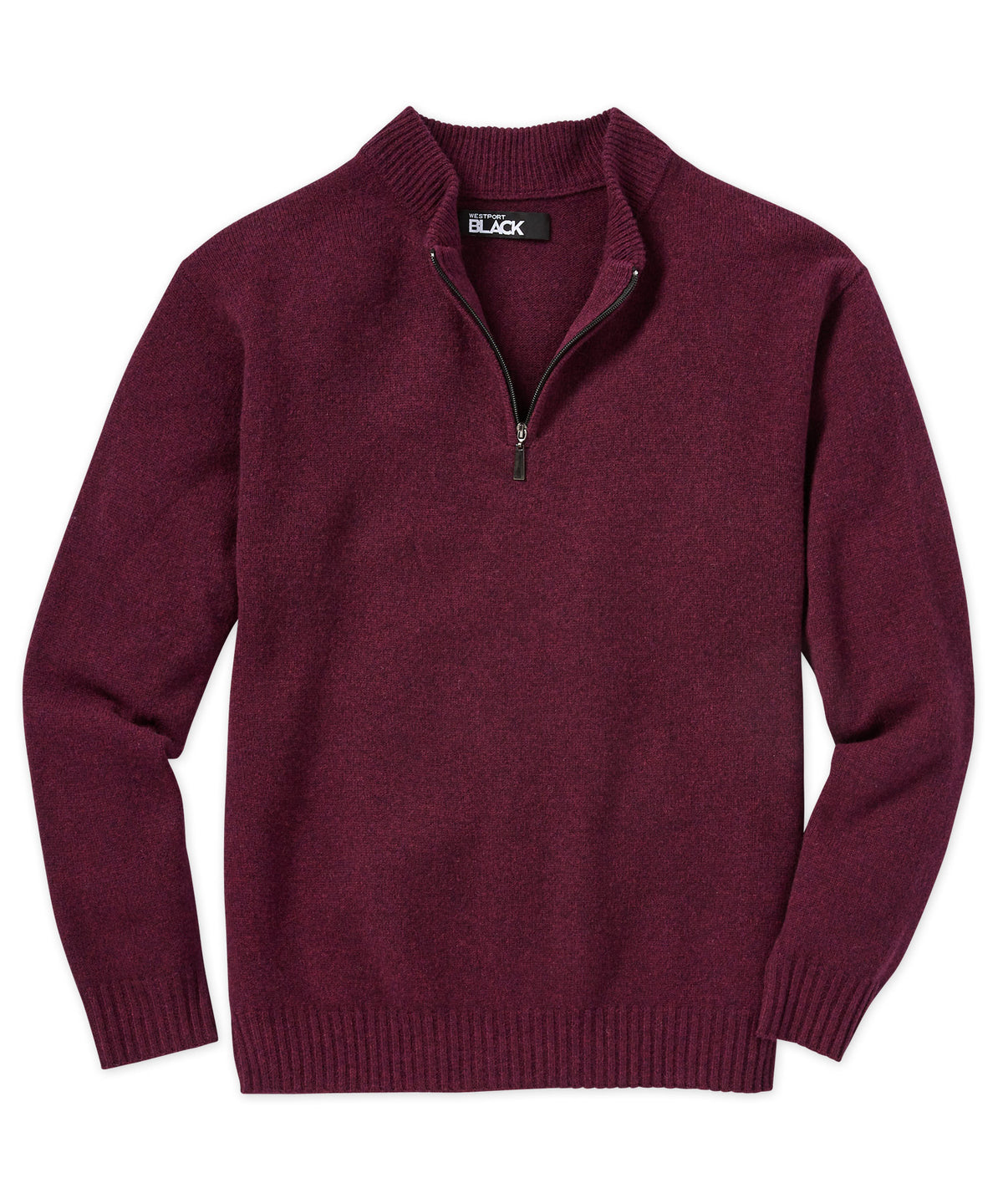 Westport Black Baseball Collar Half-Zip Sweater
