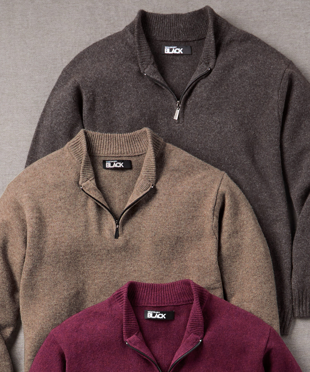 Westport Black Baseball Collar Half-Zip Sweater