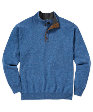 Westport Black Cashmere Donegal Button Mock Sweater