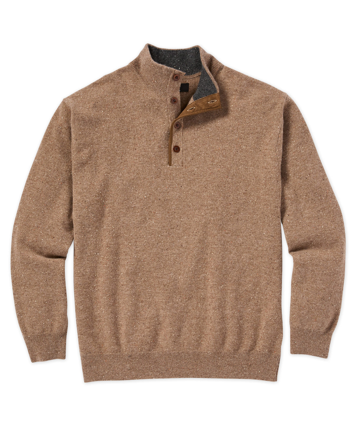 Westport Black Cashmere Donegal Button Mock Sweater