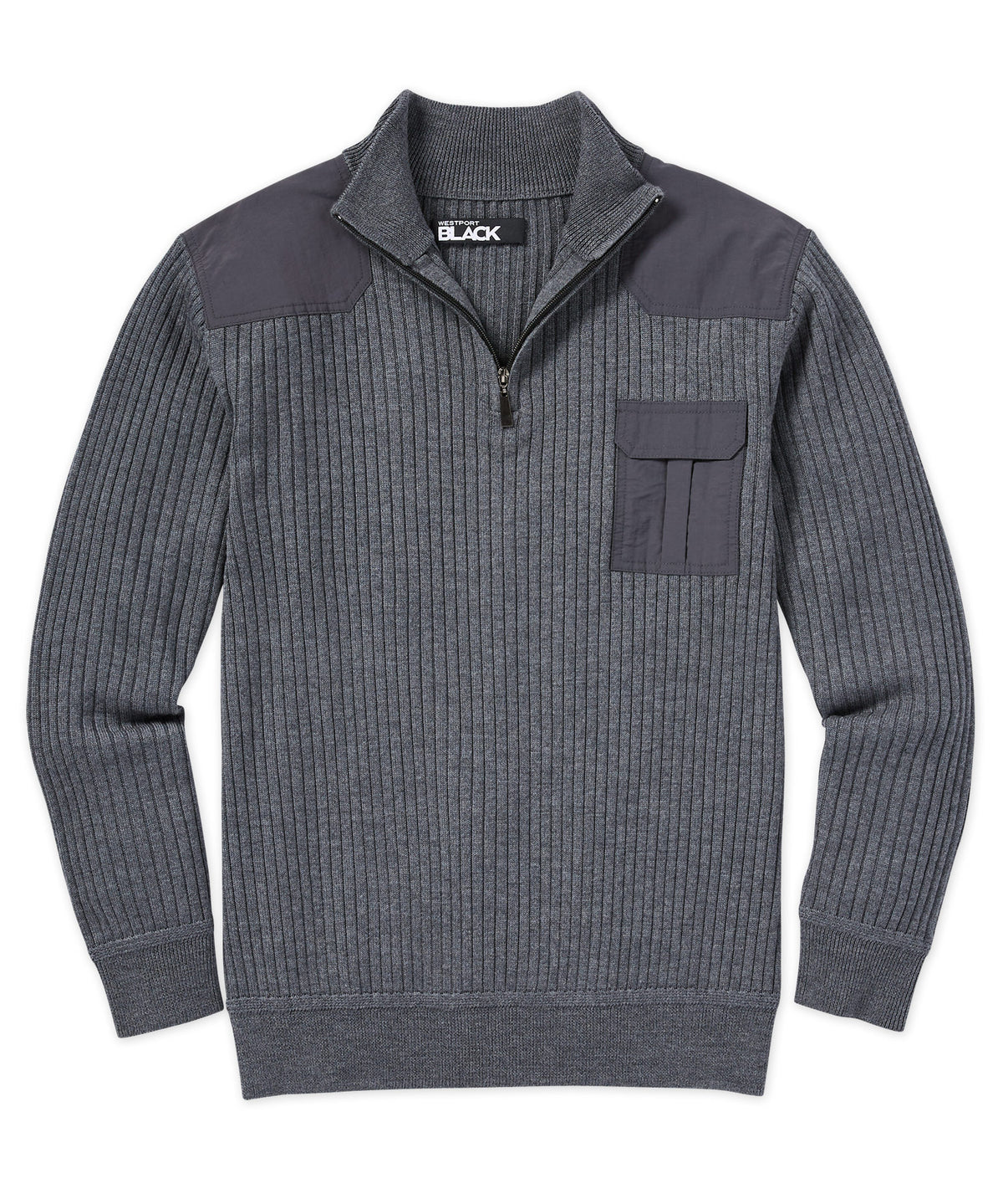 Westport Black Military Quarter-Zip Sweater