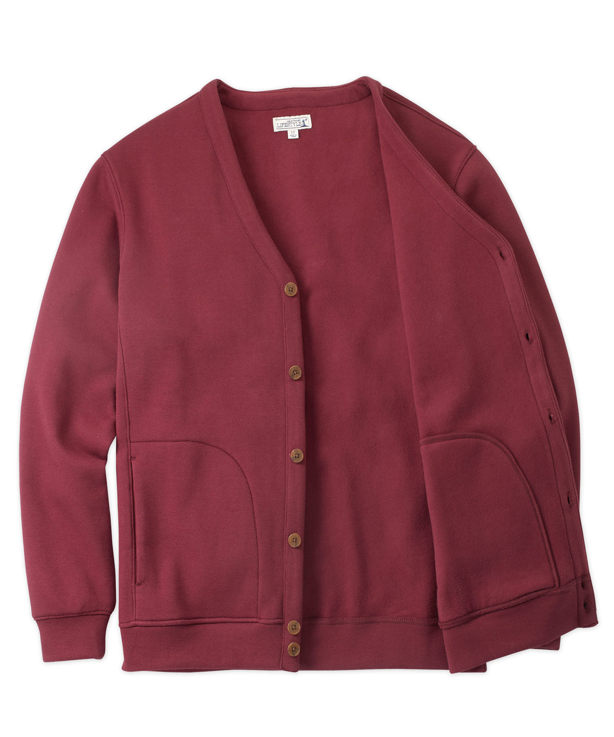 Westport Lifestyle Fleece-Lined Pique Cardigan