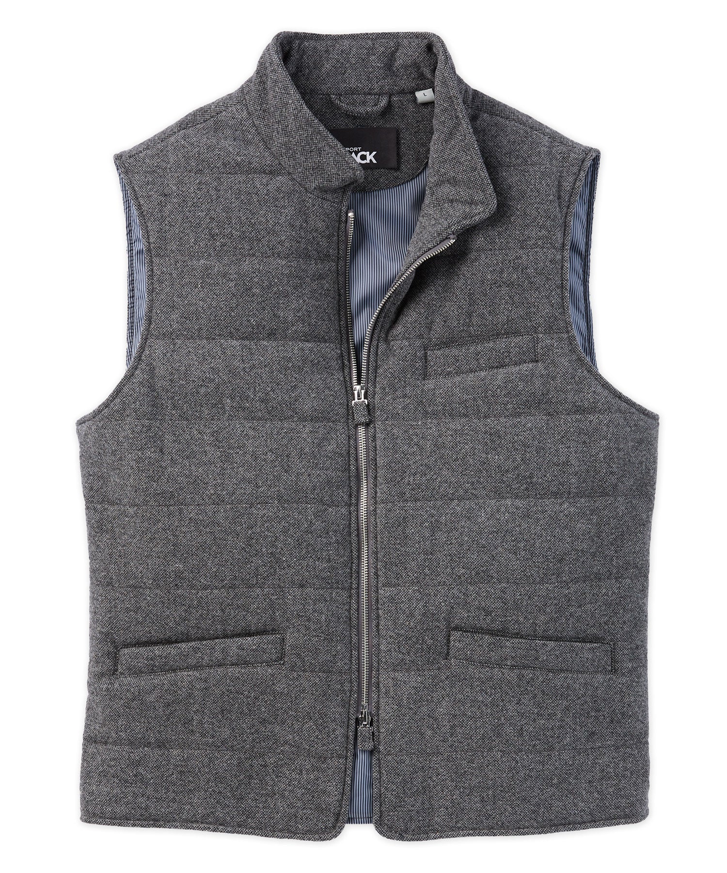 Westport Black Wool-Blend Zip-Front Quilted Vest