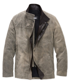 Westport Black Distressed Italian Suede Jacket with Leather Trim