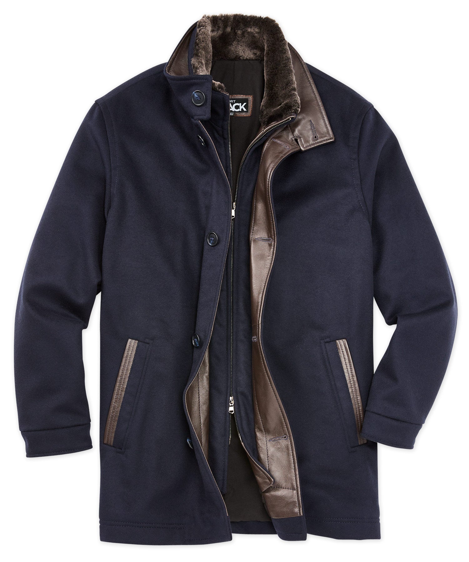 Westport Black Wool-Cashmere Car Coat Westport Big Tall