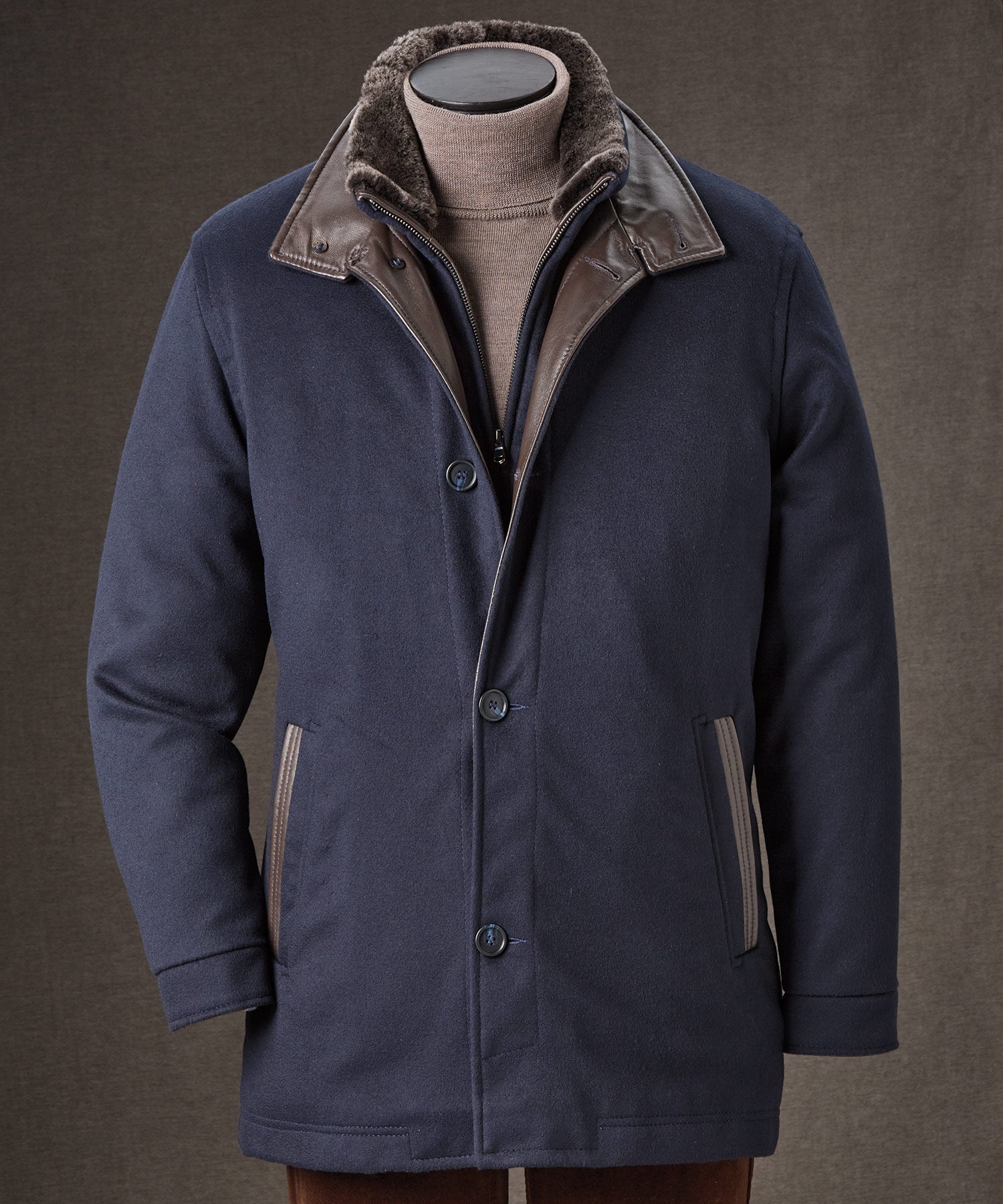 Mens Cobalt Blue Wool and Cashmere Car Coat Overcoat – Classic Winter Topcoat for Indigo Sapphire Color (light Navy Dark Royal)