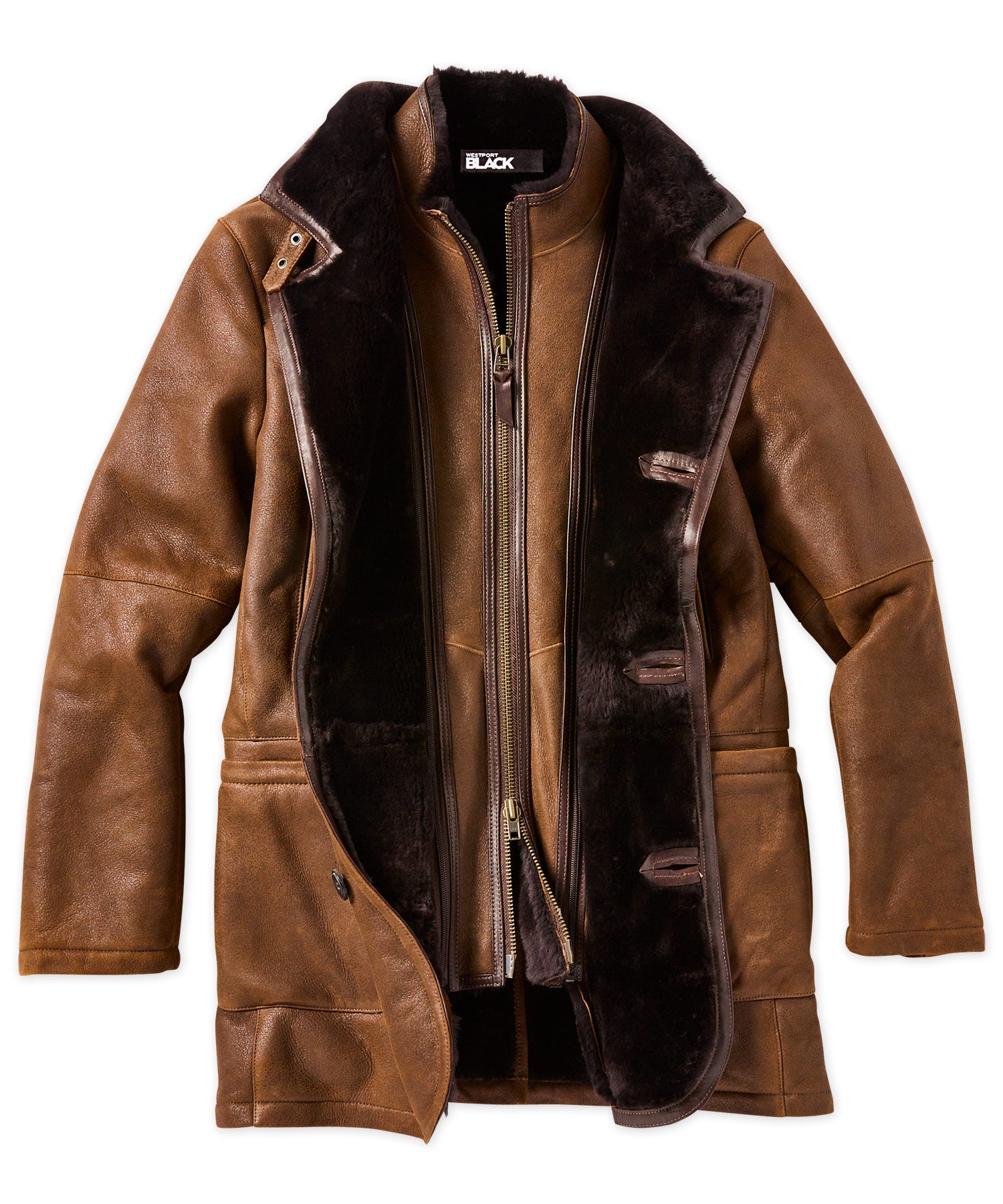 Westport Black Shearling Coat Westport Big Tall