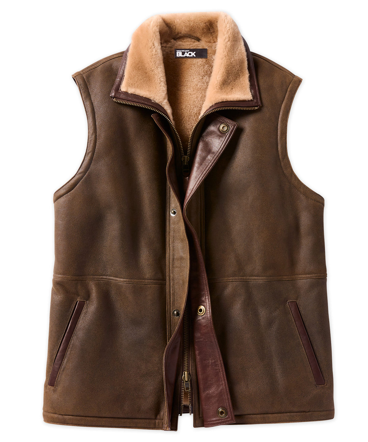 Westport Black Shearling Vest, Men's Big & Tall