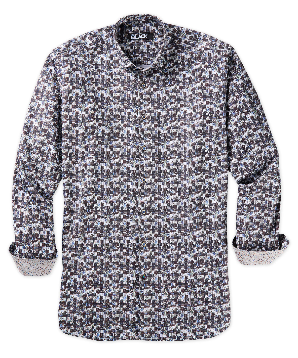 Westport Black Printed Sateen Sport Shirt