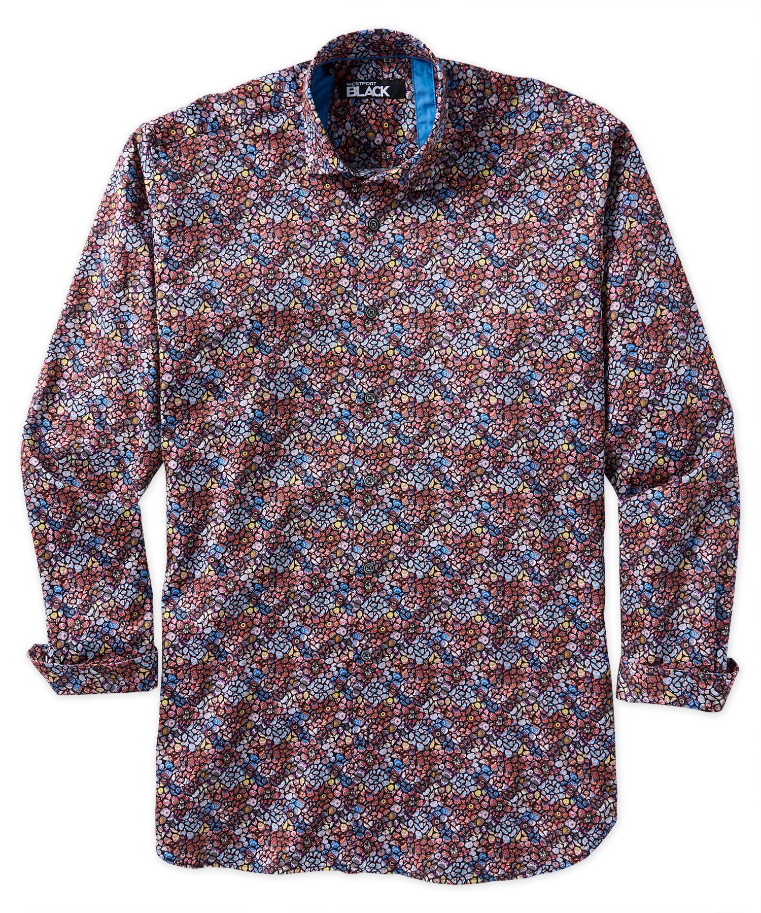 Westport Black Printed Sateen Sport Shirt