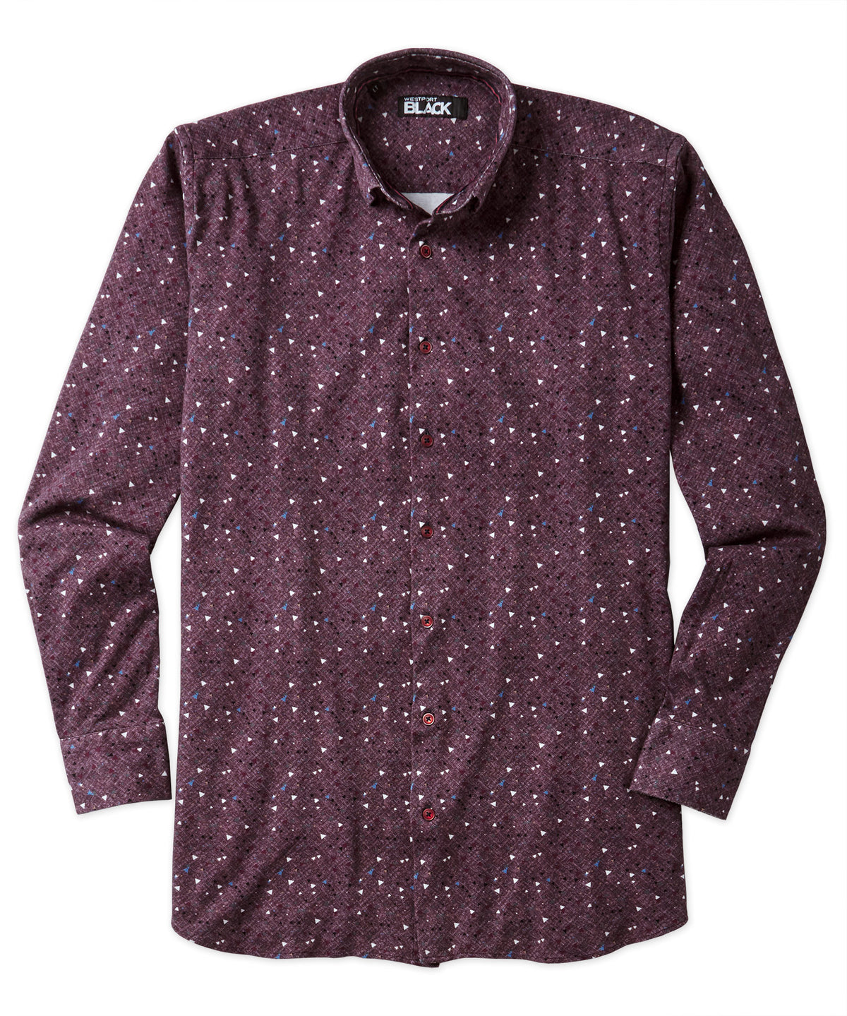 Westport Black Long Sleeve Print Sport Shirt