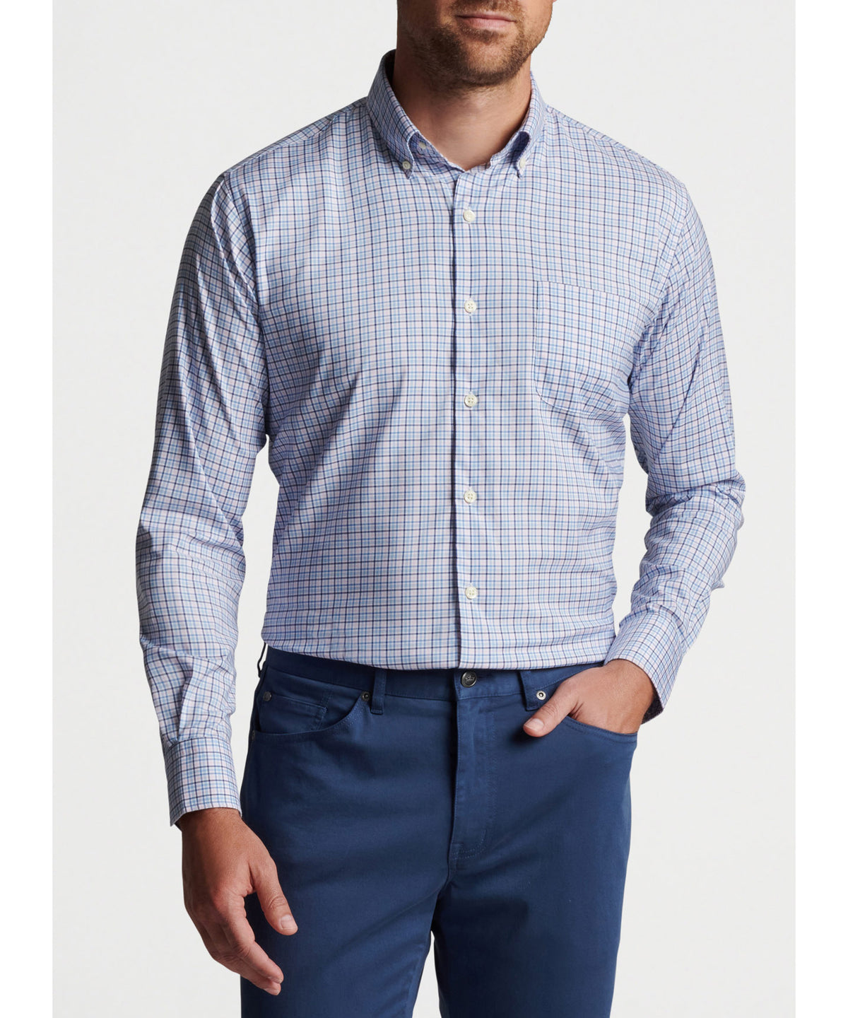 Peter Millar Long Sleeve Plaid Sport Shirt