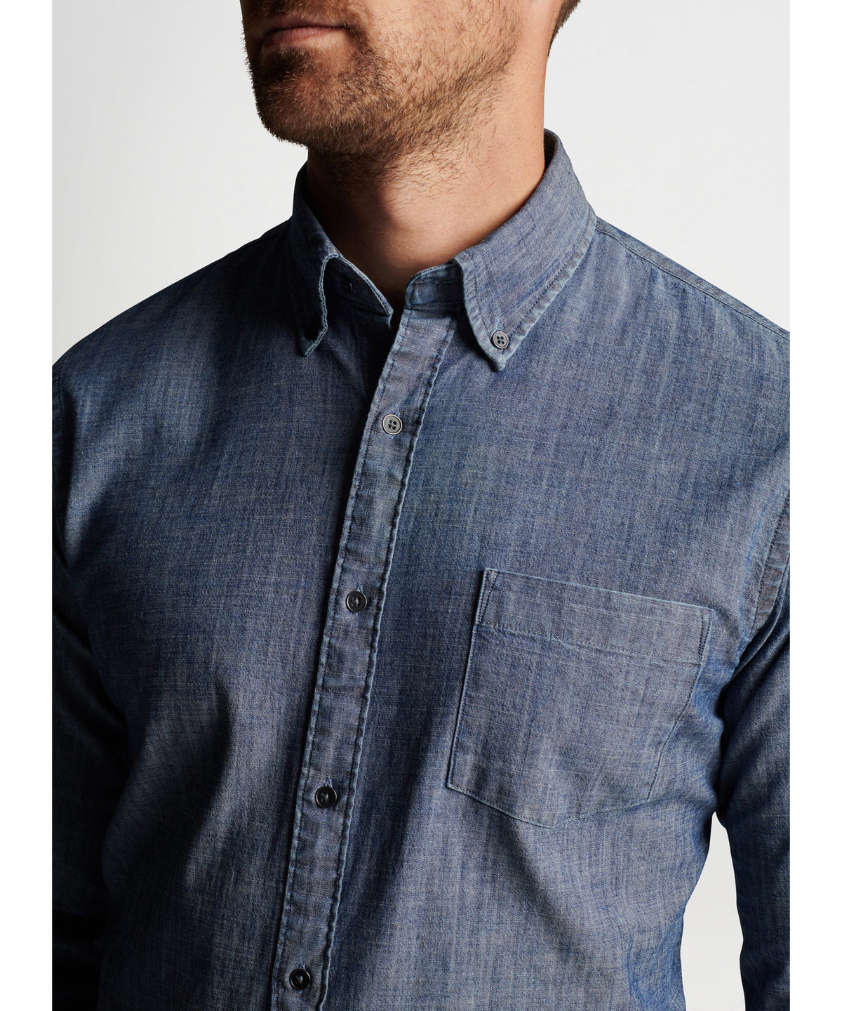 Peter Millar Long Sleeve Chambray Sport Shirt