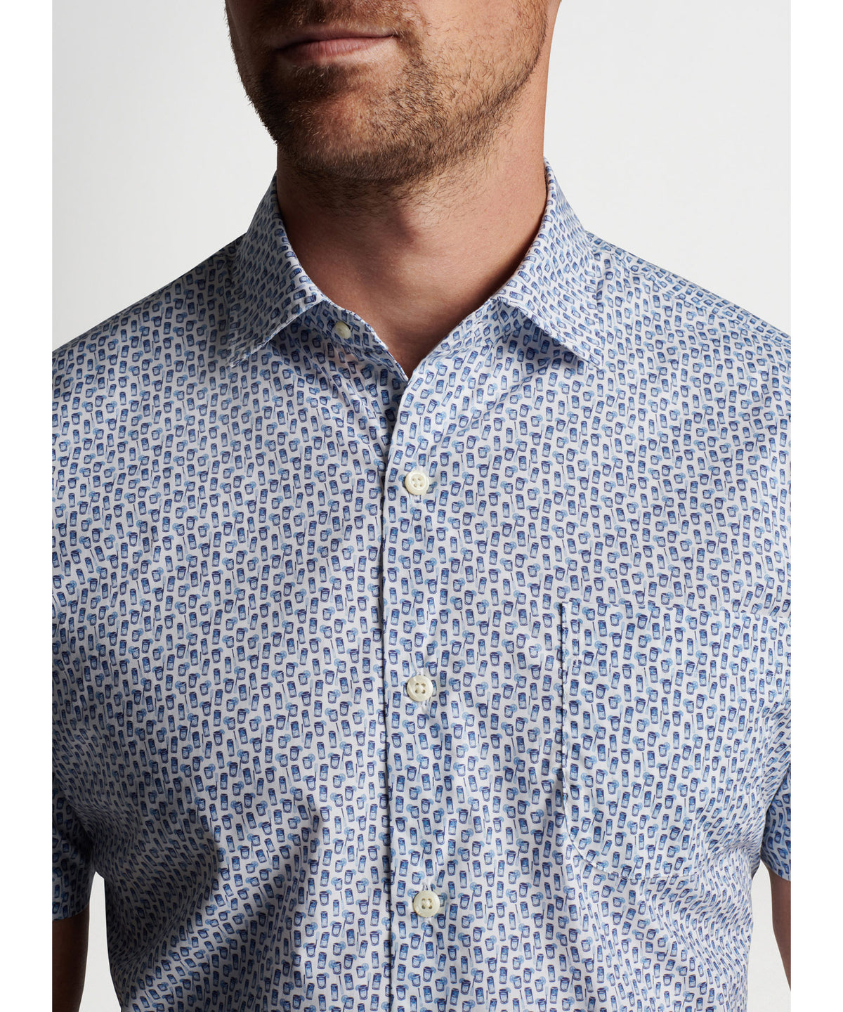 Peter Millar Short Sleeve Print Sport Shirt