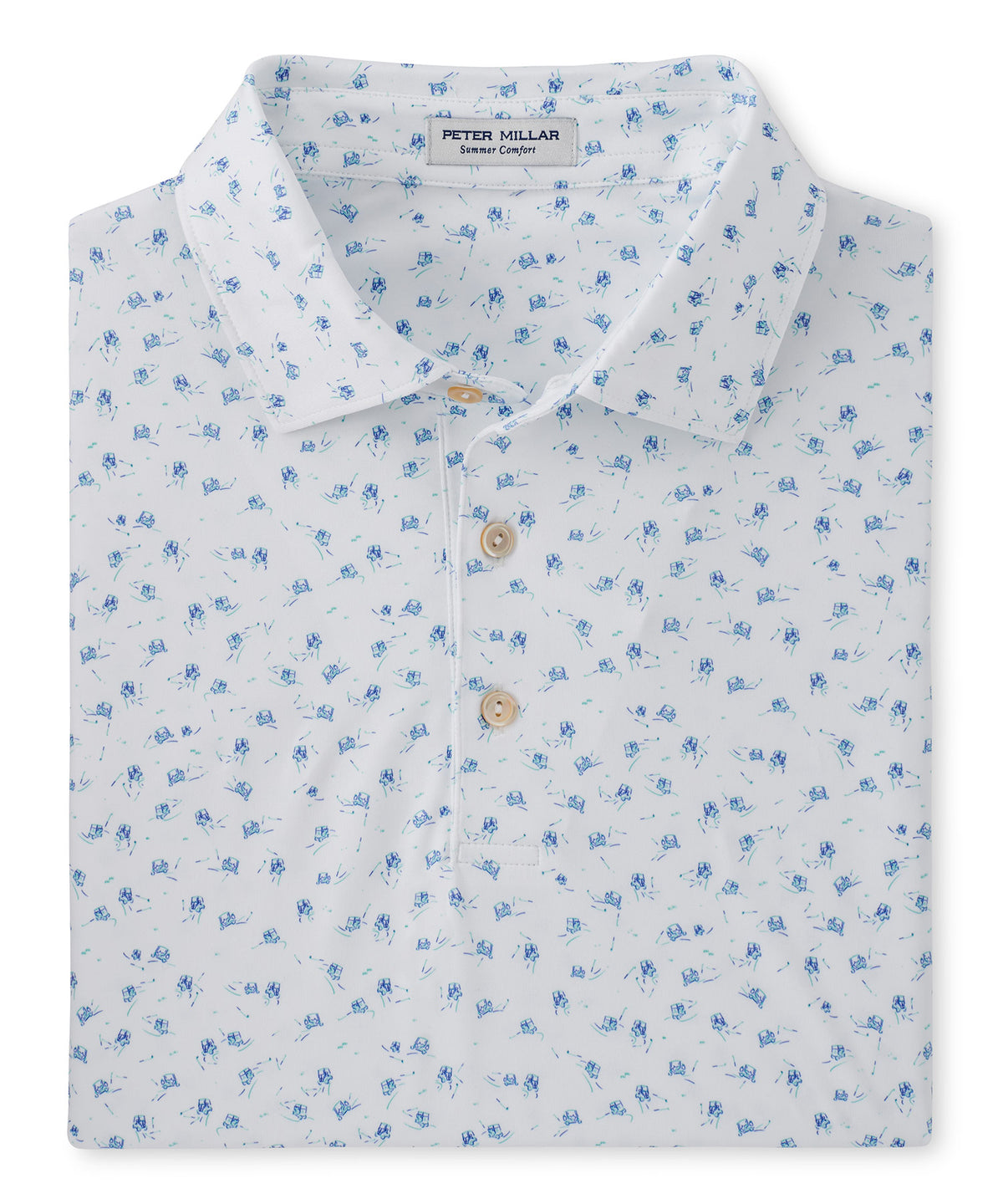 Peter Millar Short Sleeve Carts Print Polo