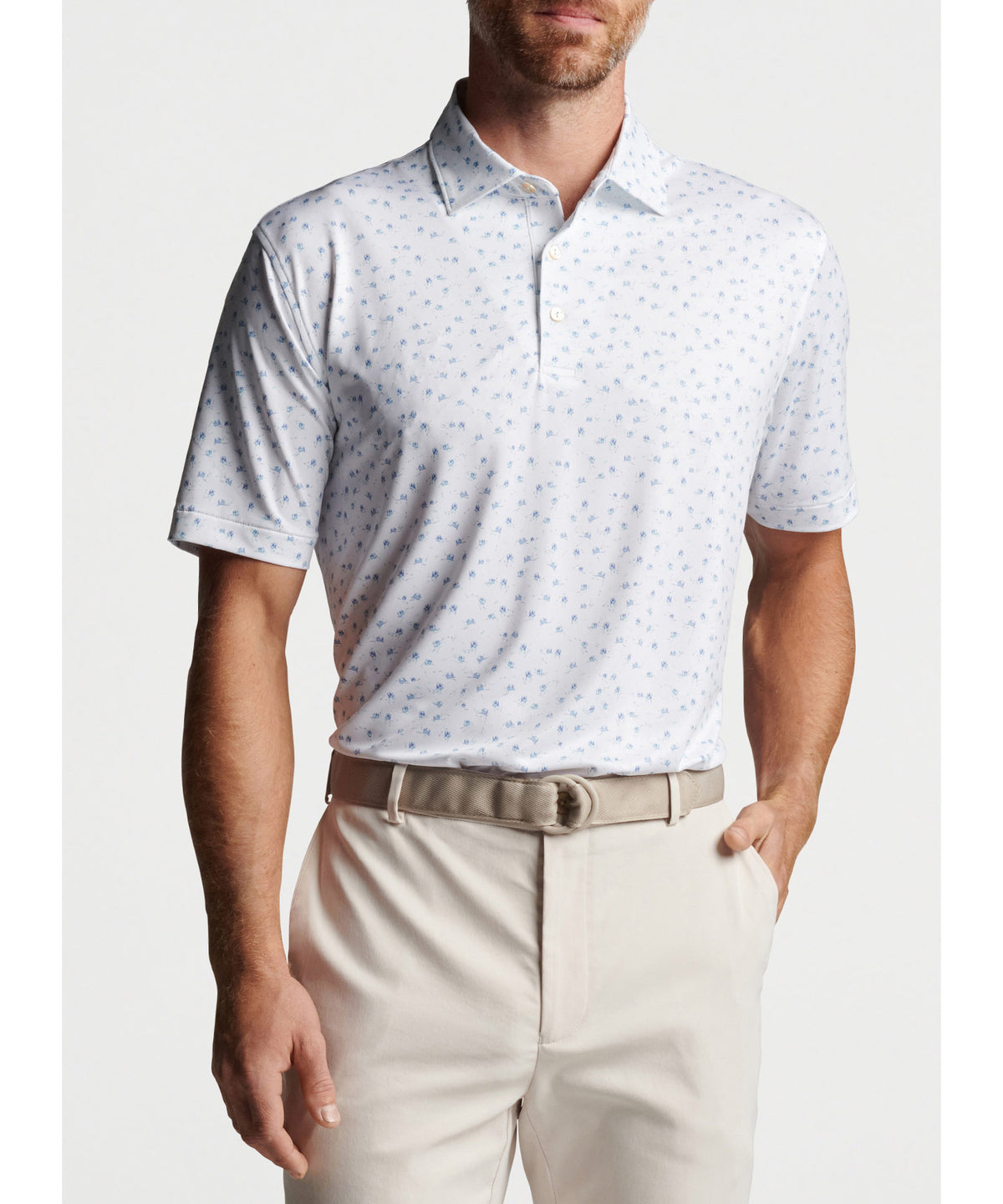 Peter Millar Short Sleeve Carts Print Polo
