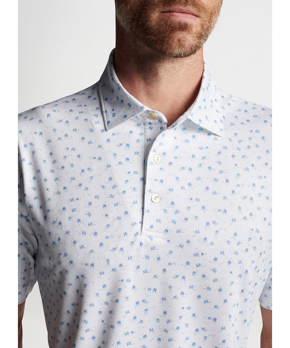 Peter Millar Short Sleeve Carts Print Polo