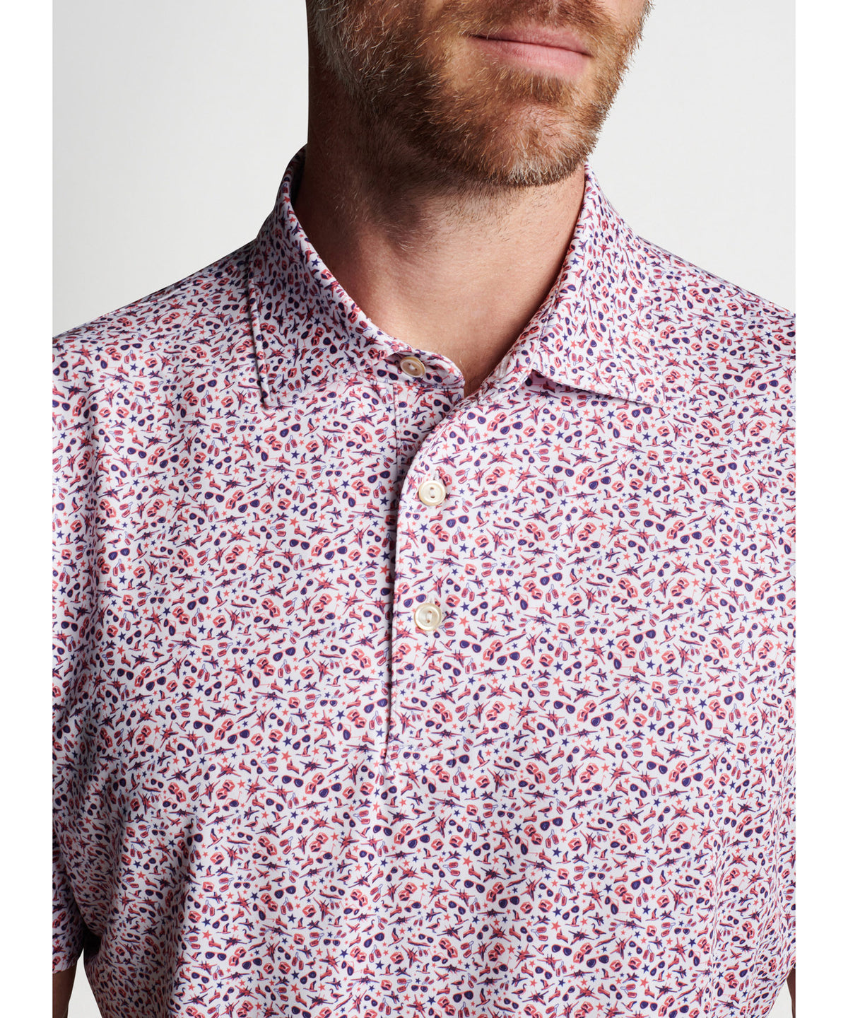 Peter Millar Short Sleeve Aviation Print Polo