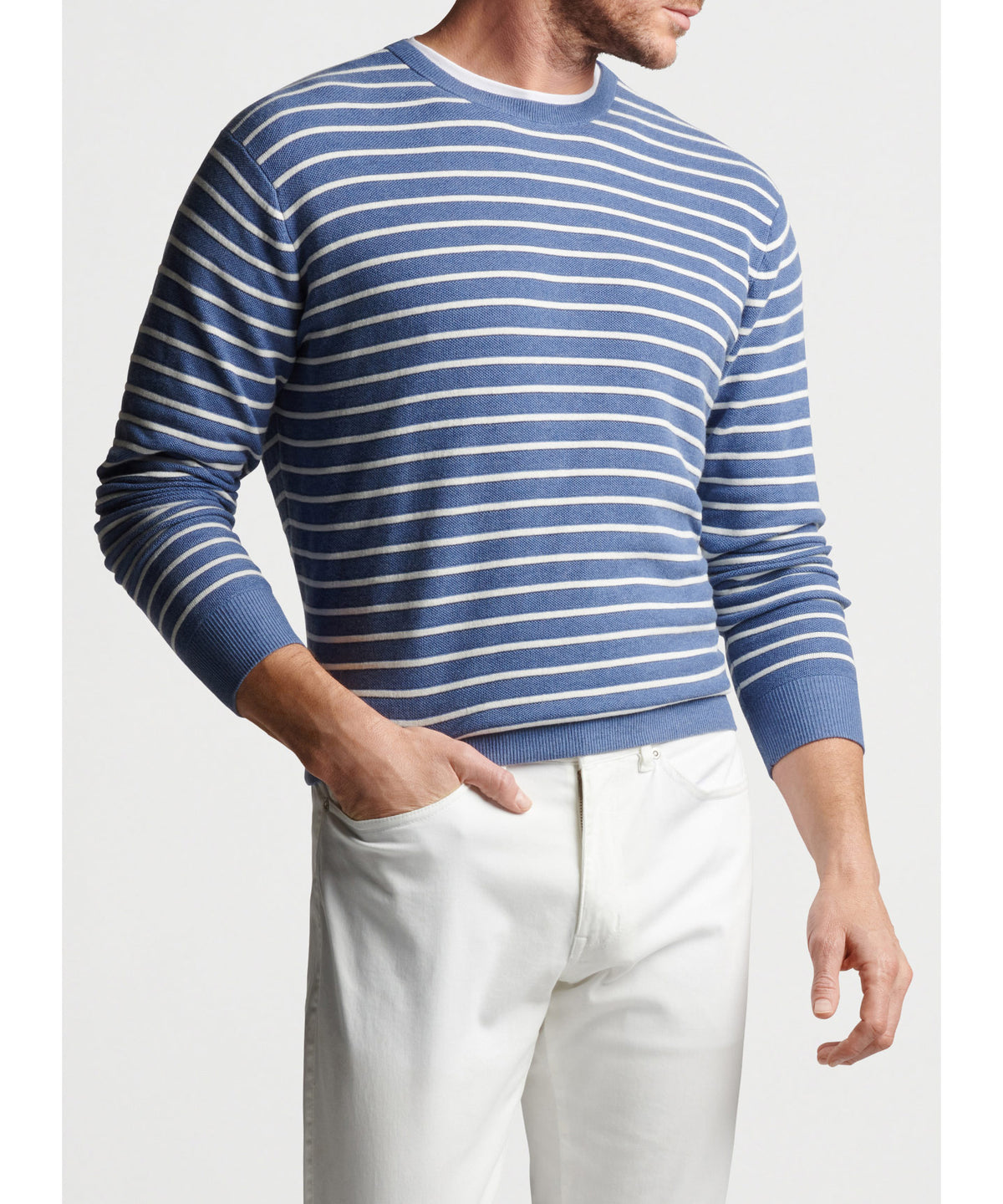 Peter Millar Honeycomb Stripe Crew Sweater