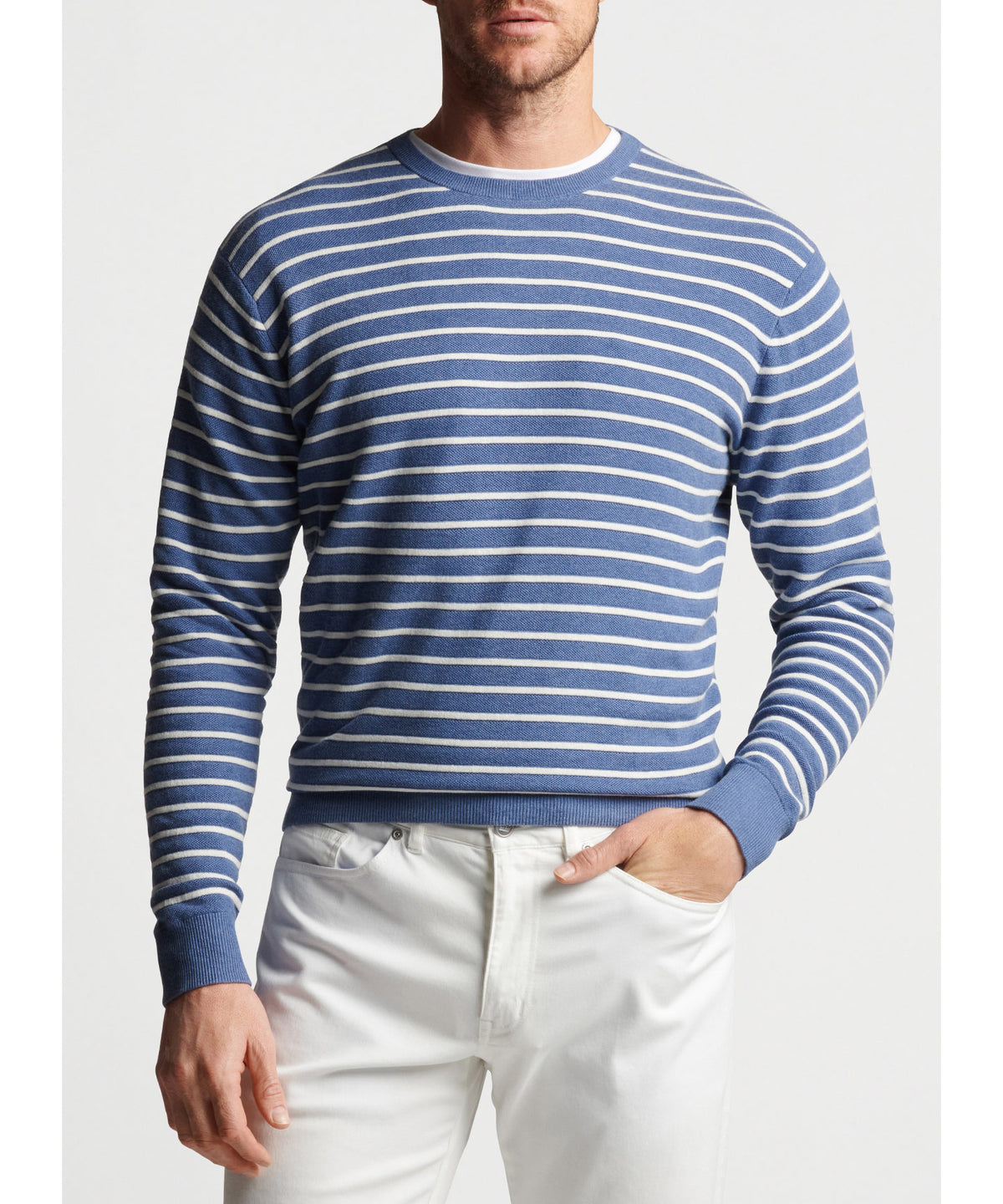 Peter Millar Honeycomb Stripe Crew Sweater