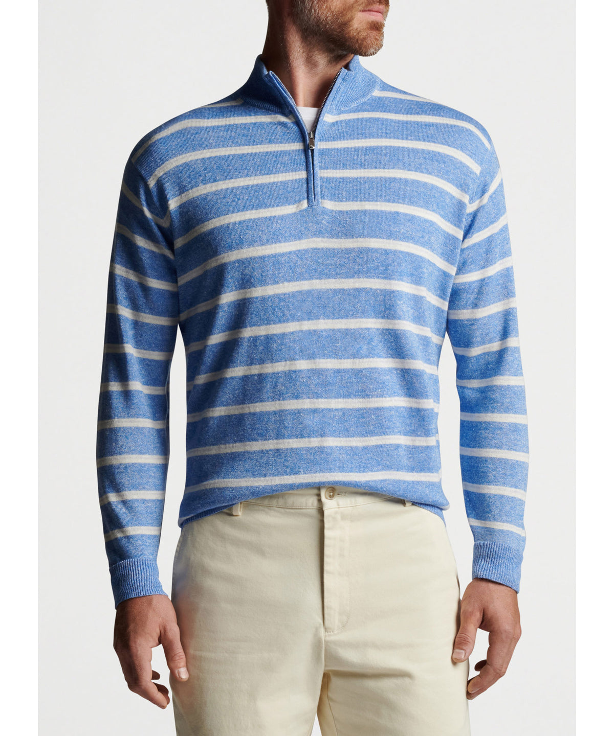 Peter Millar Multi-Stripe Jersey Quarter-Zip Pullover