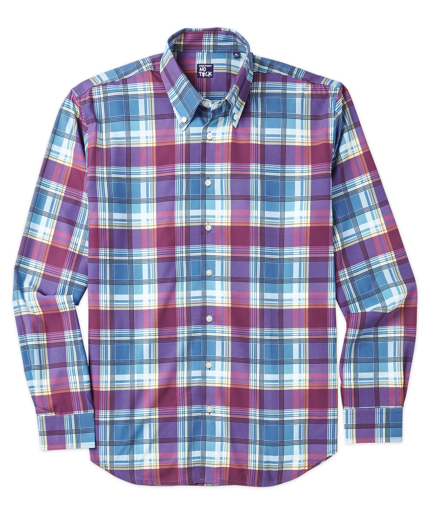 Westport No-Tuck Long Sleeve Plaid Performance Stretch Sport Shirt