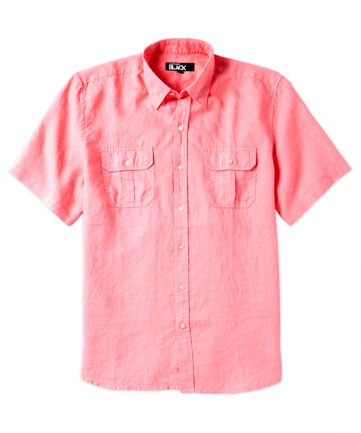 Westport Black Short Sleeve Linen Safari Shirt, Big & Tall
