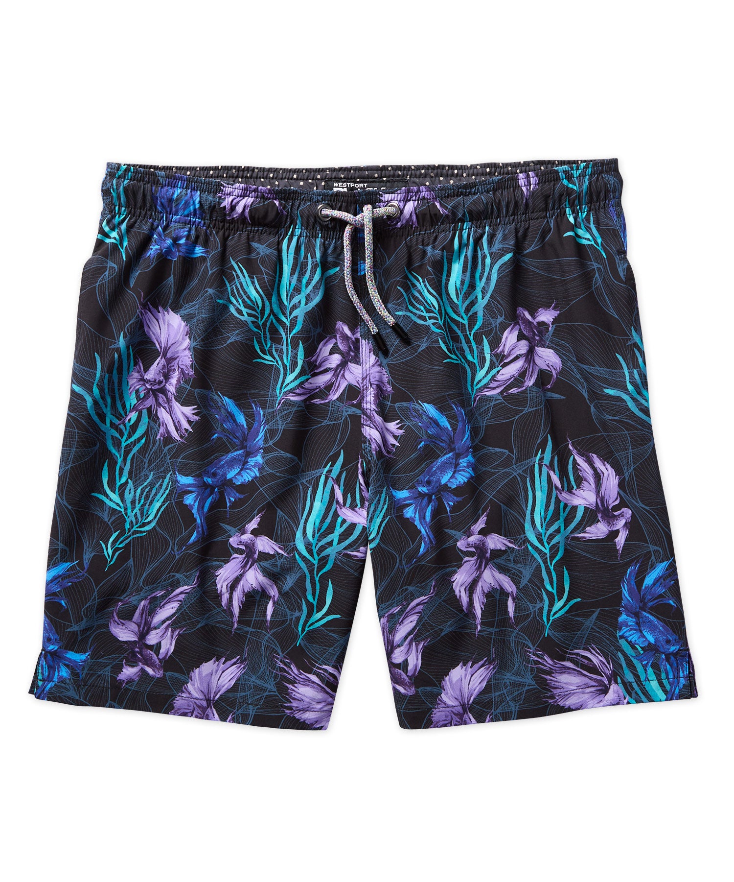 Westport Black Betta Fish Print Swim Short