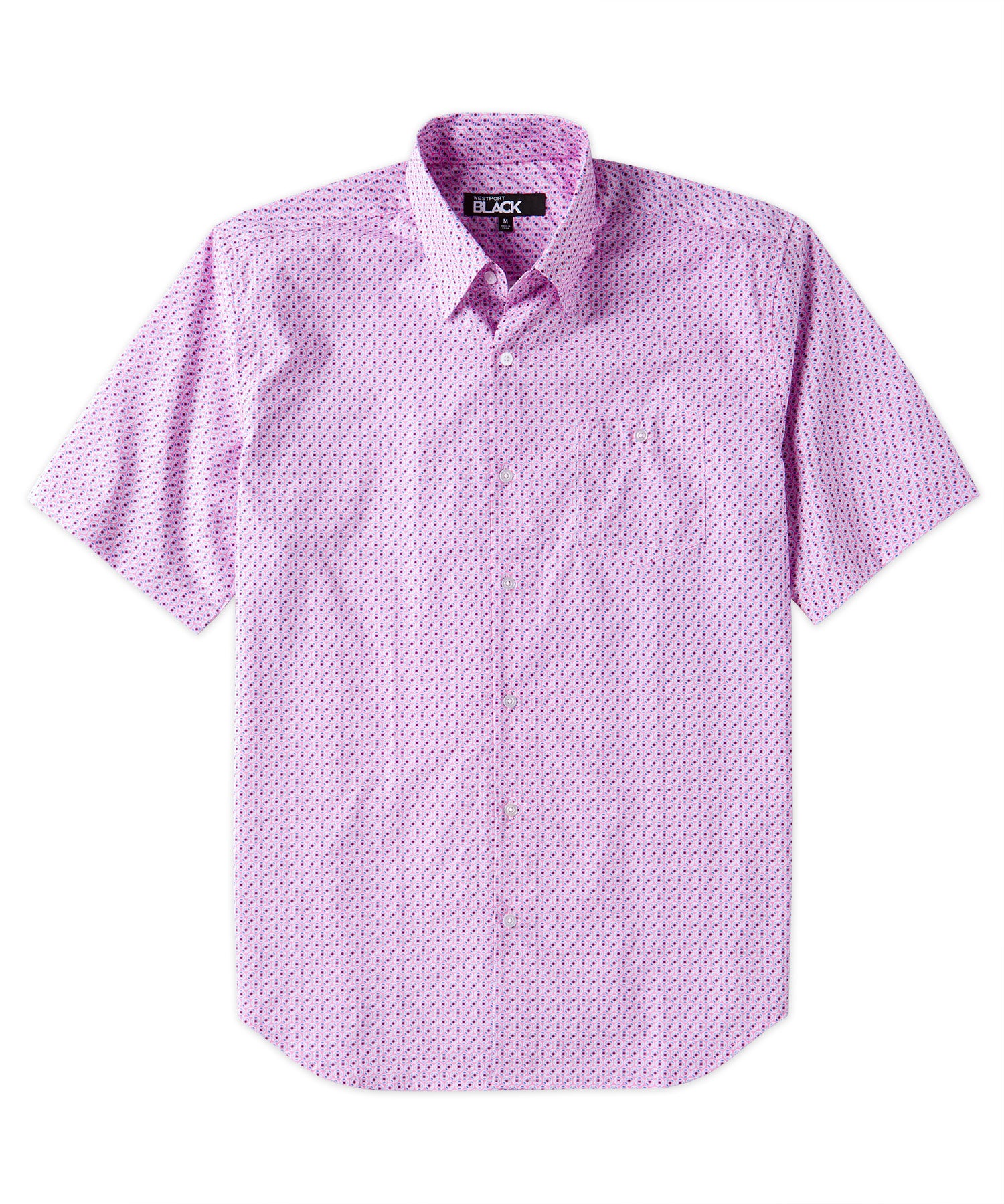 Westport Black Short Sleeve Patterned Poplin Sport Shirt