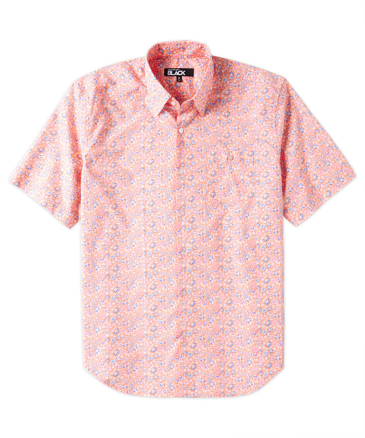 Westport Black Short Sleeve Patterned Poplin Sport Shirt