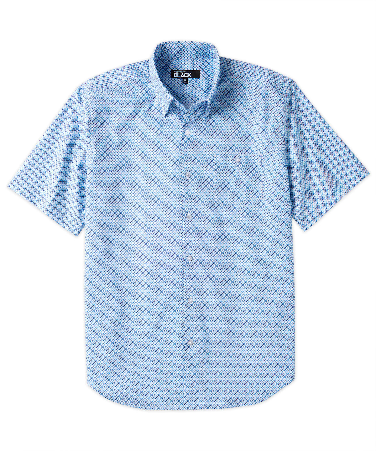 Westport Black Short Sleeve Patterned Poplin Sport Shirt