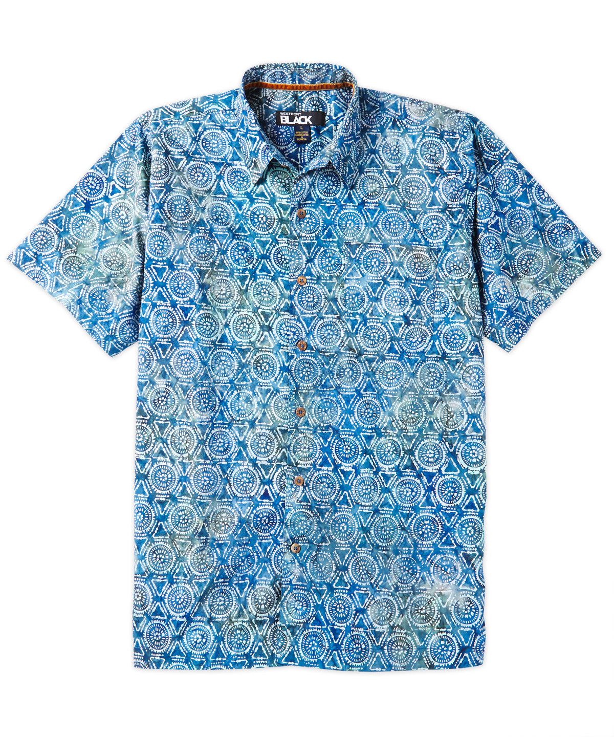 Westport Black Short Sleeve Batik Patterned Sport Shirt