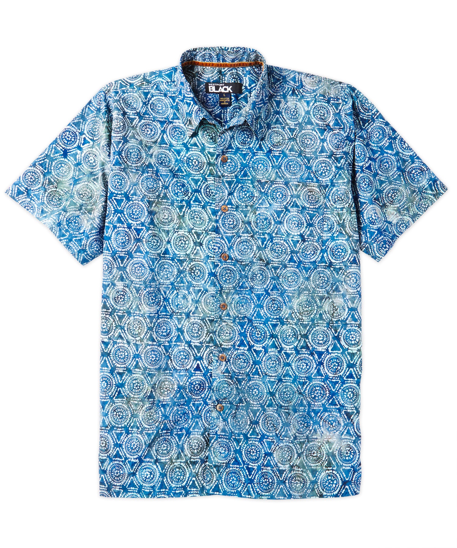 Westport Black Short Sleeve Batik Patterned Sport Shirt