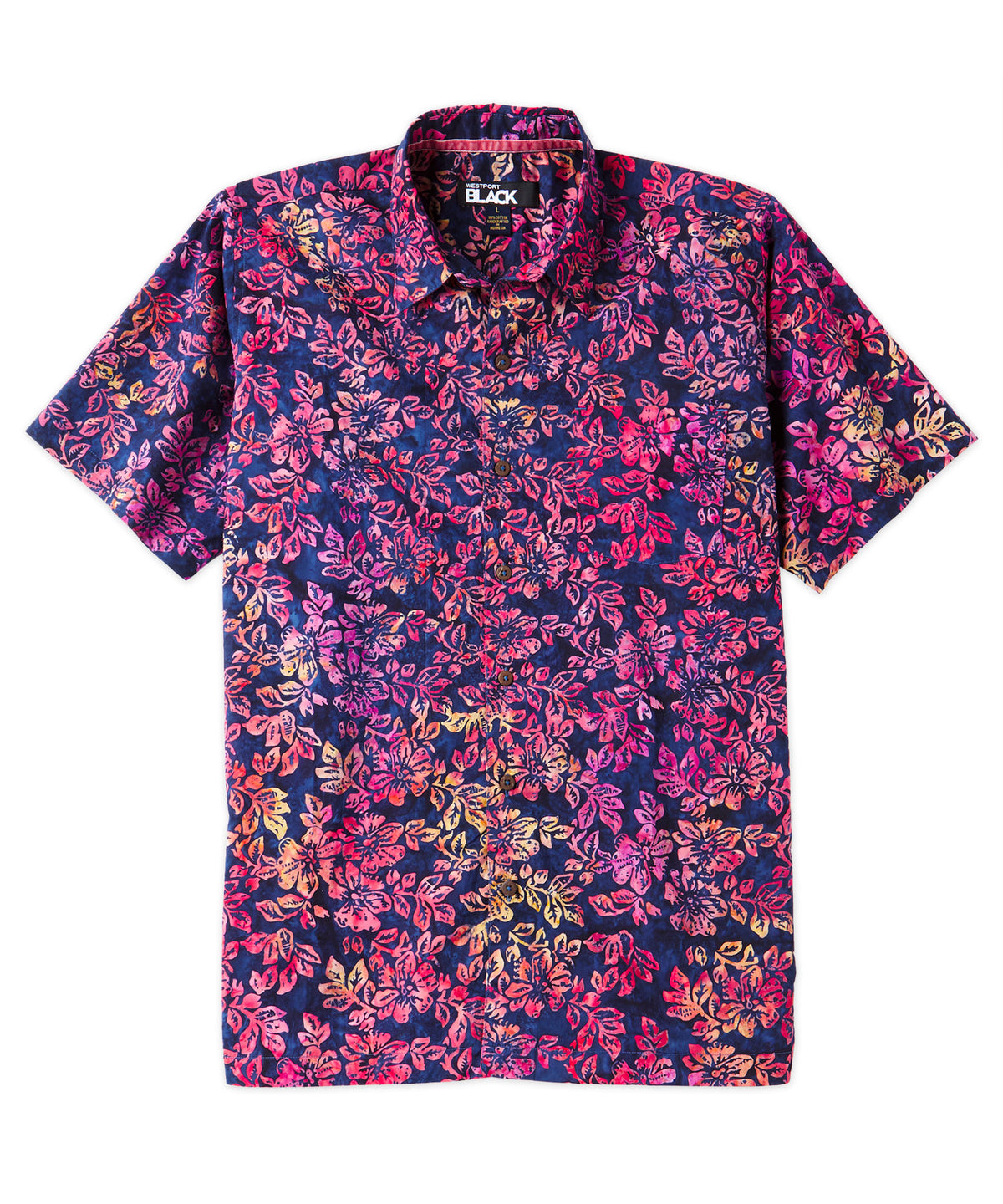 Westport Black Short Sleeve Batik Patterned Sport Shirt