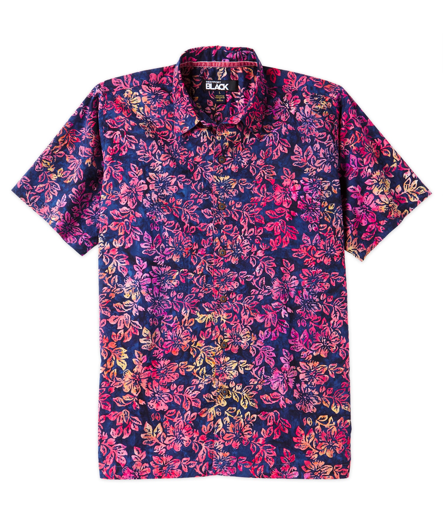 Westport Black Short Sleeve Batik Patterned Sport Shirt