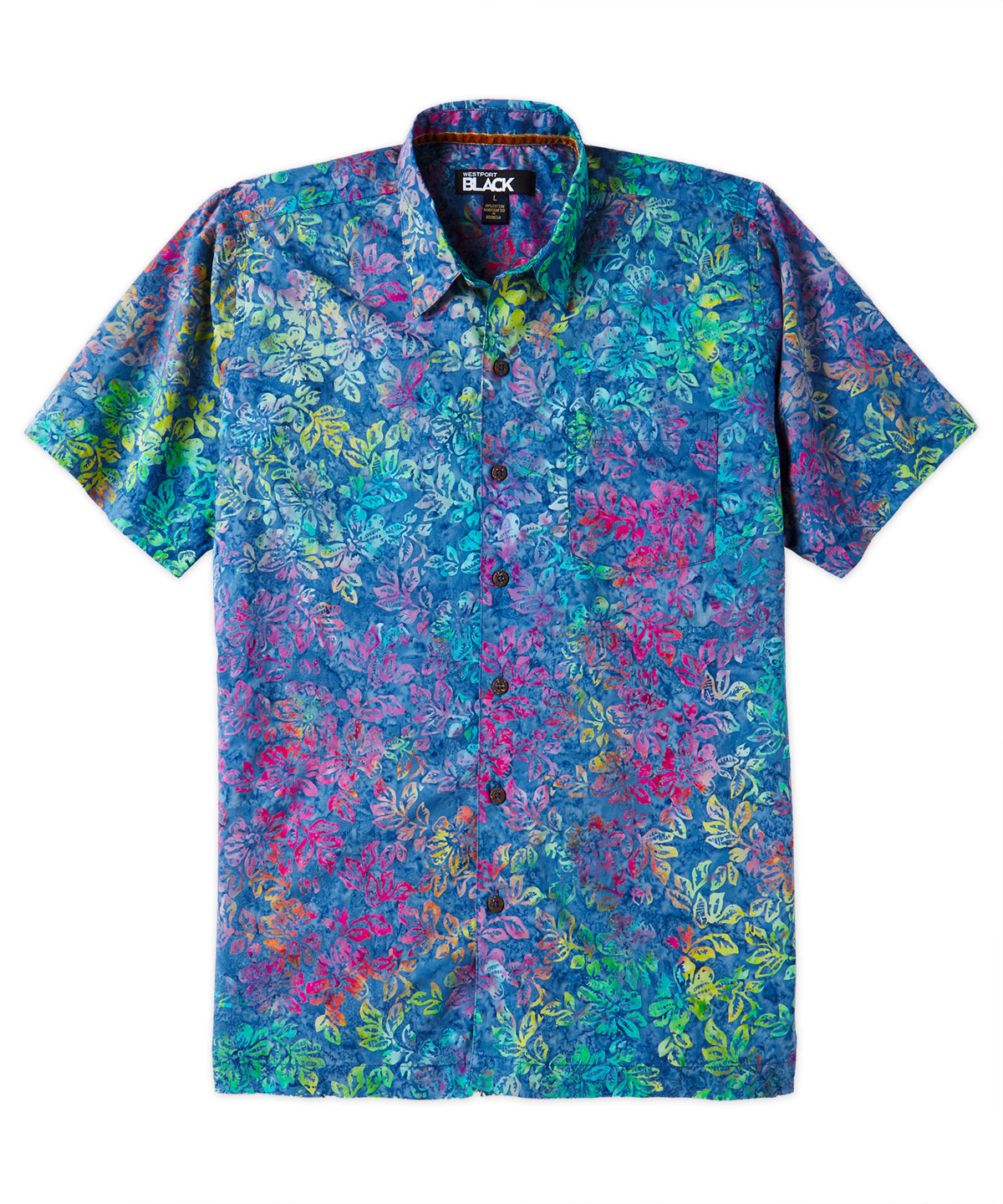 Westport Black Short Sleeve Batik Printed Camp Shirt