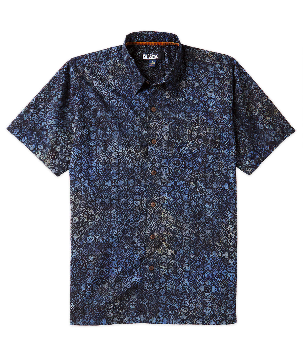 Westport Black Short Sleeve Batik Printed Camp Shirt