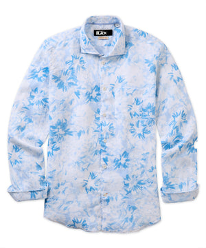 Westport Black Long Sleeve Print Linen Sport Shirt