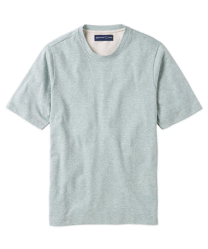 T-shirt girocollo in piqué di cotone e lino nero di Westport