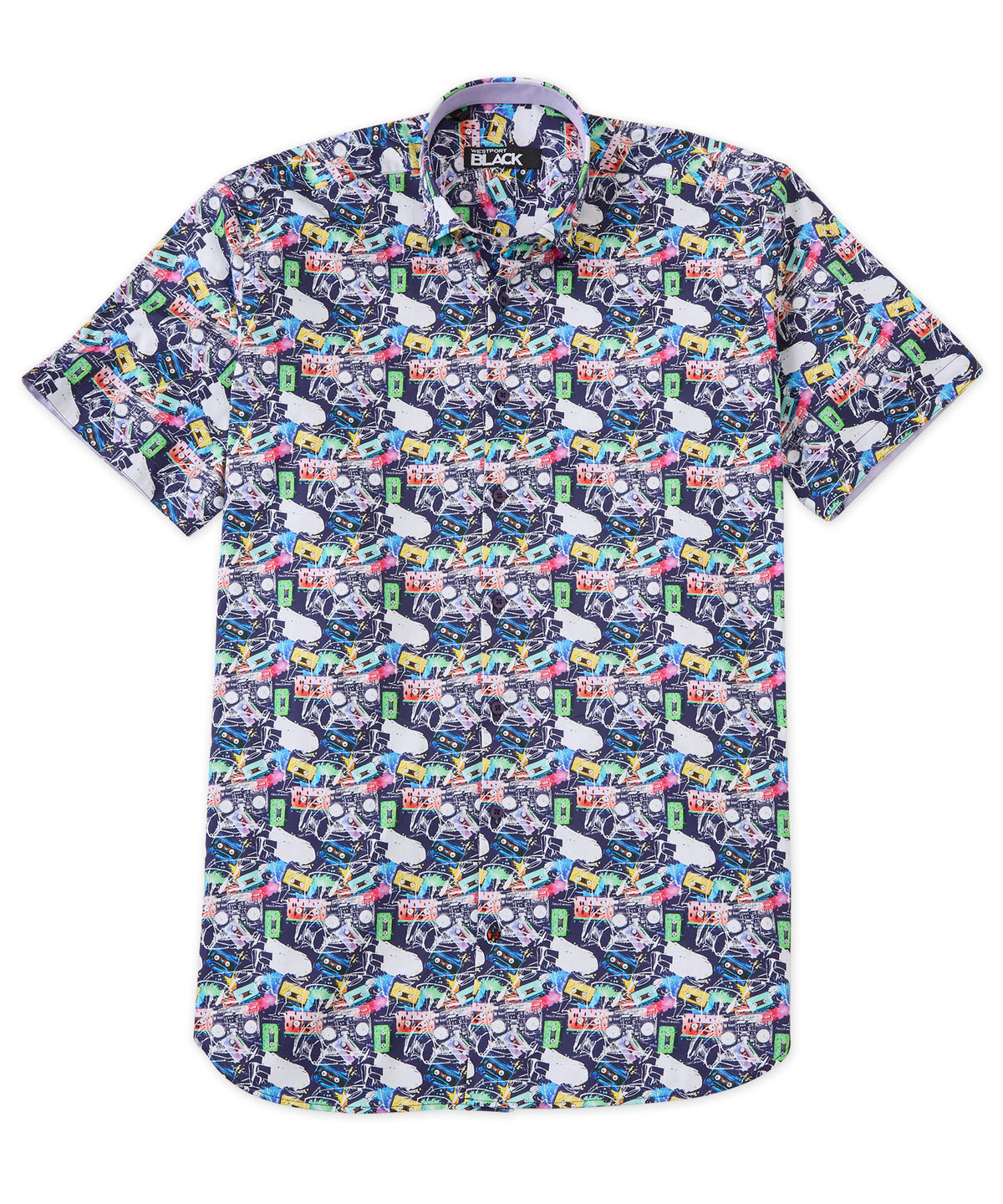 Westport Black Short Sleeve Print Sport Shirt