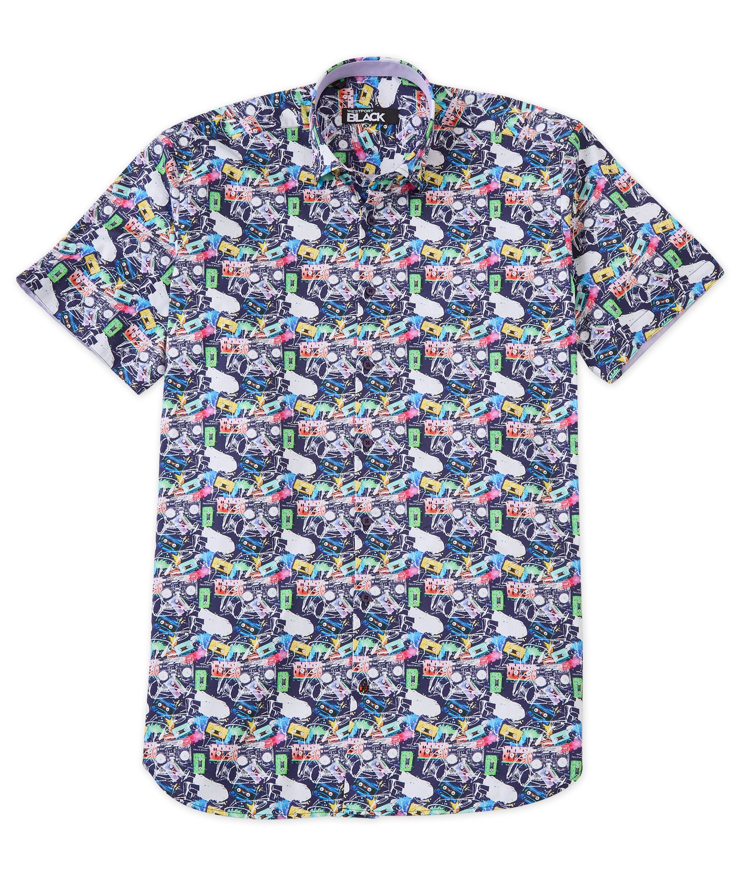 Westport Black Short Sleeve Print Sport Shirt