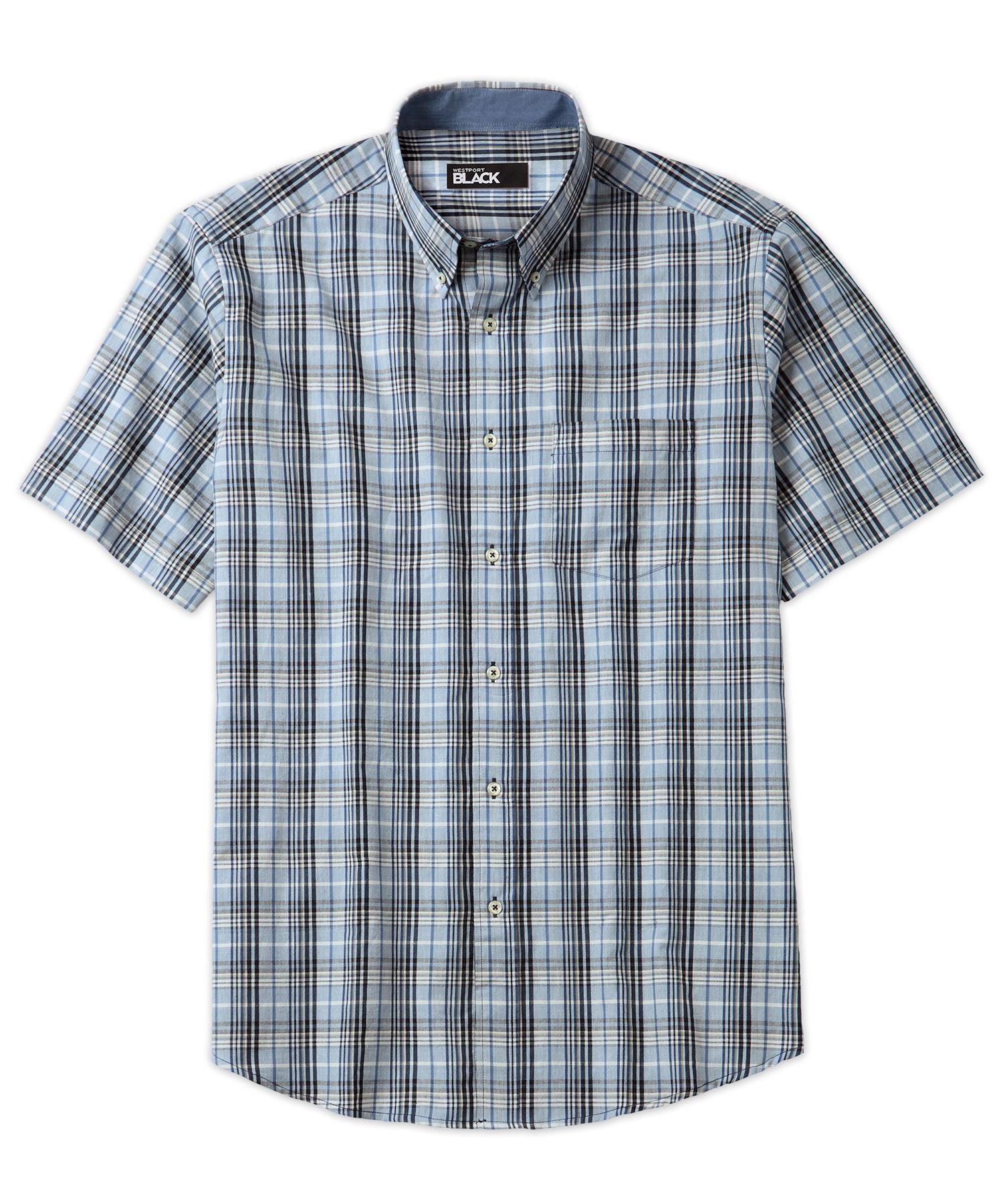 Westport Black Short Sleeve Madras Sport Shirt